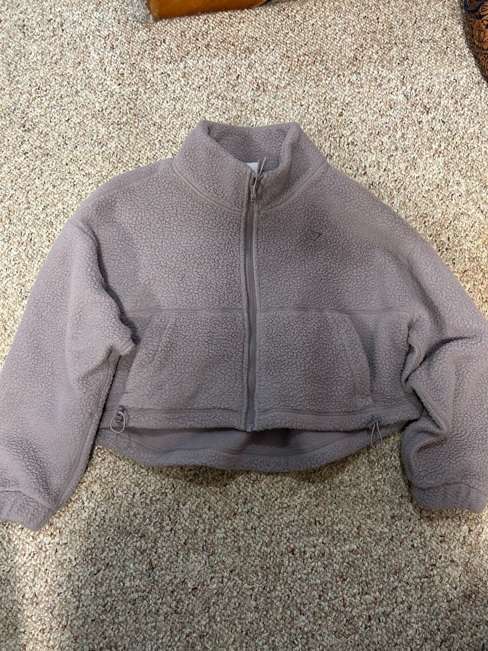 Gymshark Plush Sherpa Jacket in Taupe Gray
